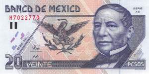 Mexiko p.106b AD 20 Pesos 1996